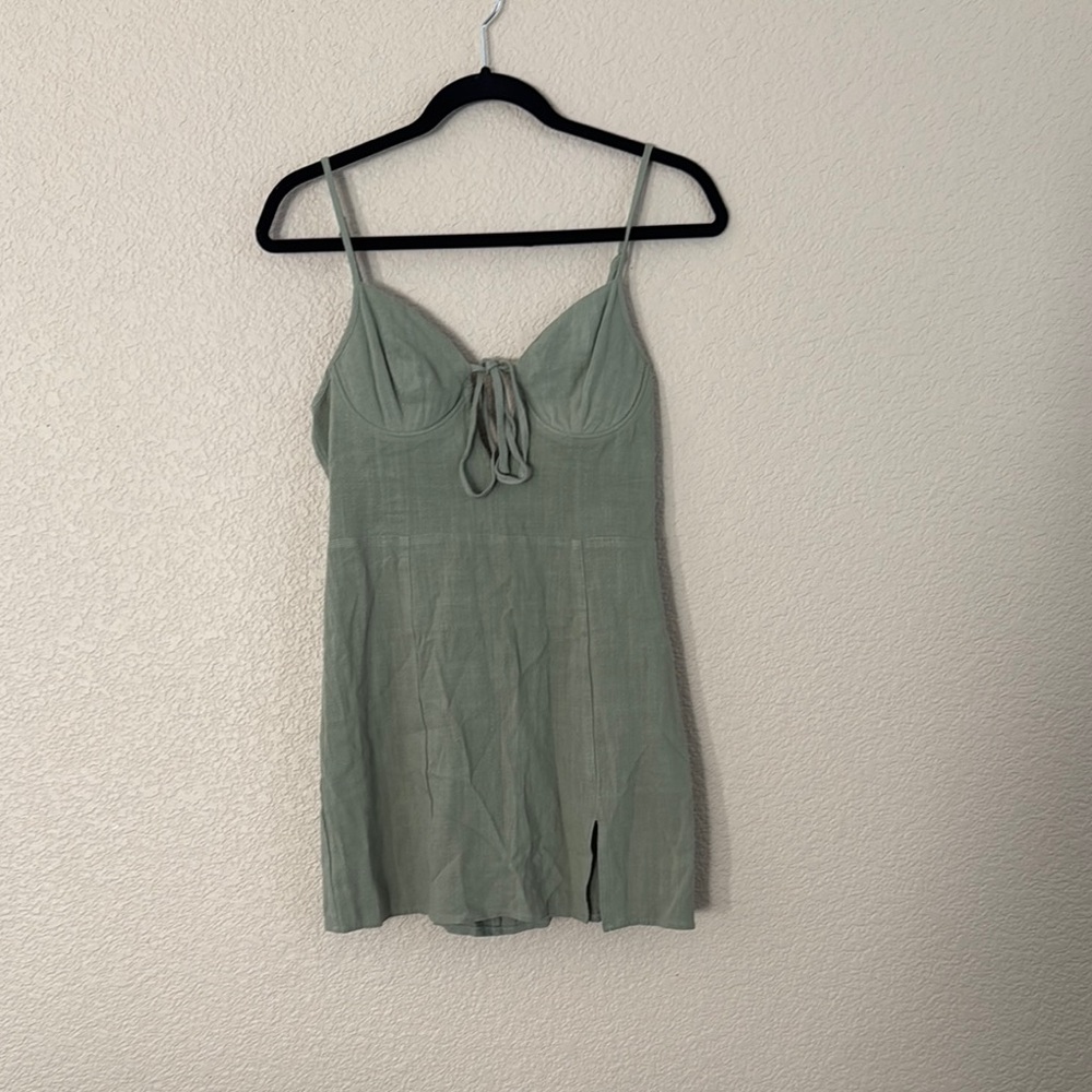 La Hearts Olive Green Tie-Front Dress